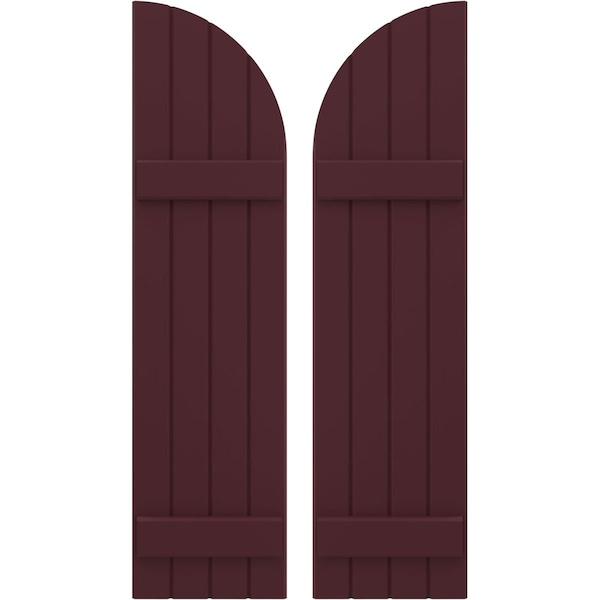 Ekena Millwork Americraft 4-Board (2 Batten) Wood Joined Board-n-Batten Shutters w/ Arch Top, ARW101BQ414X77WRH, PR ARW101BQ414X77WRH - main